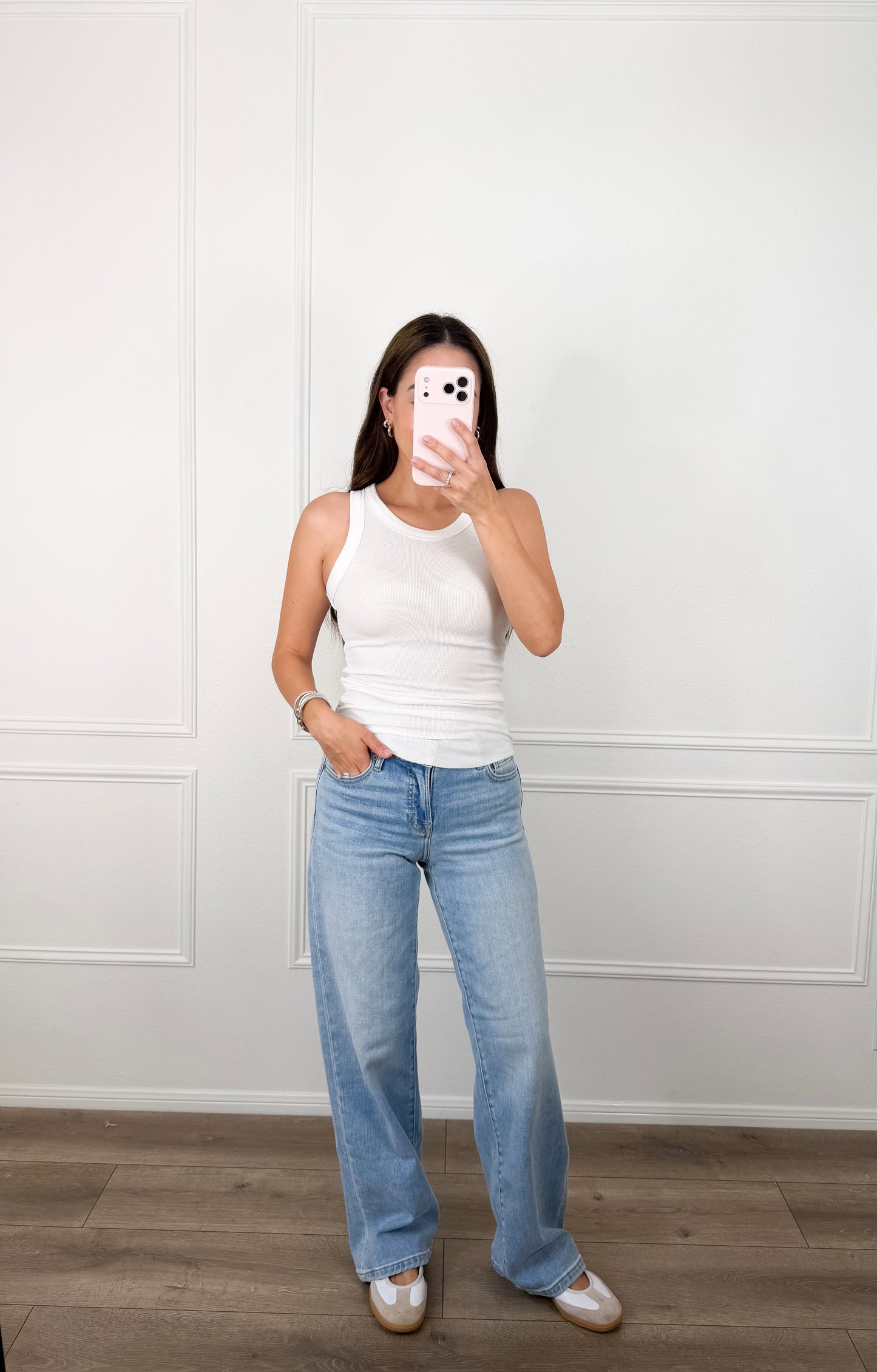 Collette Basic White Ribbed Tank