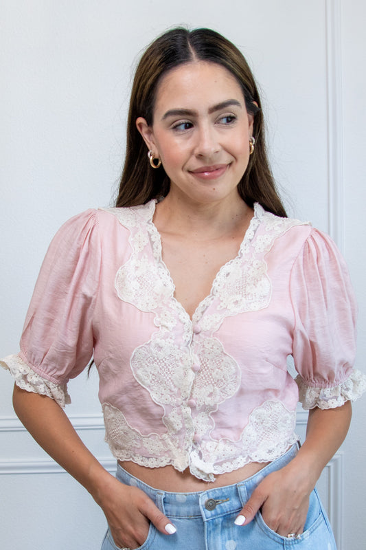 Blushing Lace Top