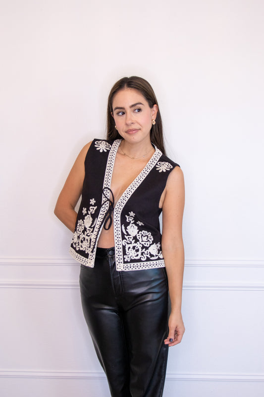 Black Bloom Vest
