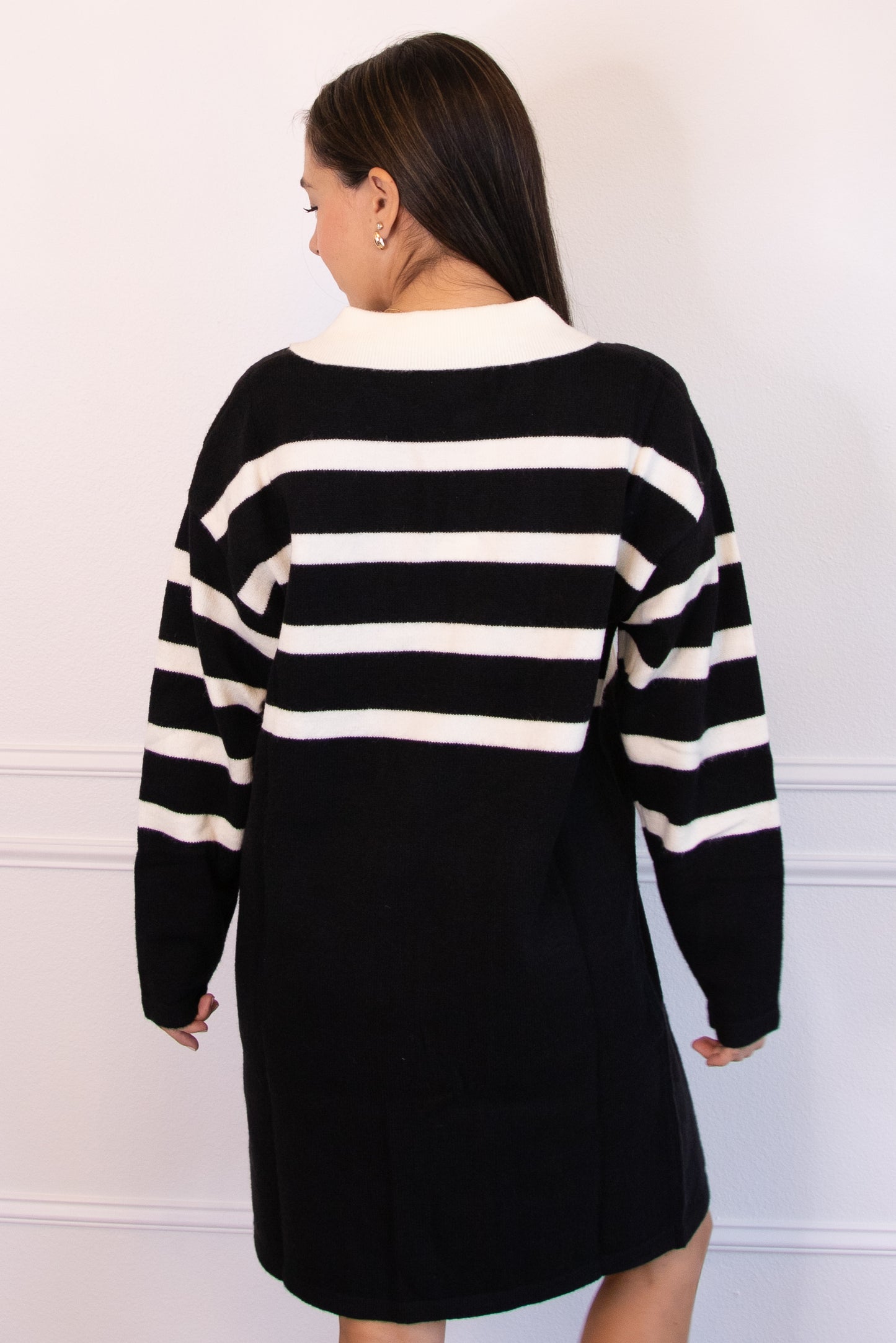 Black & White Striped Polo Dress